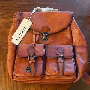 Women's Leather Backpack - Brown